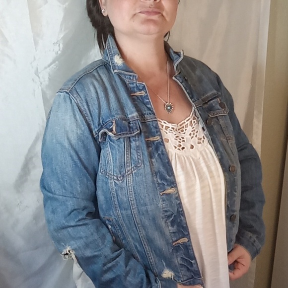 Ambercrombie and fitch women's vintage distressed blue jean jacket cotton - Picture 8 of 9